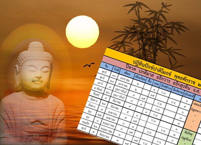 ปฏิทินปักขคณนา ปฏิทินวันพระธรรมยุต ปฏิทินปาฏิโมกข์ 2563