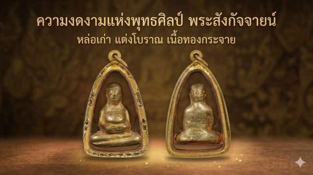 ความงดงามแห่งพุทธศิลป์ พระสังกัจจายน์ หล่อเก่า แต่งโบราณ เนื้อทองกระจาย