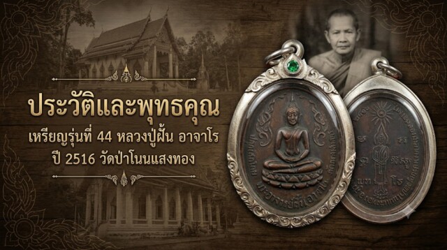 ประวัติและพุทธคุณ เหรียญรุ่นที่ 44 หลวงปู่ฝั้น อาจาโร ปี 2516 วัดป่าโนนแสงทอง