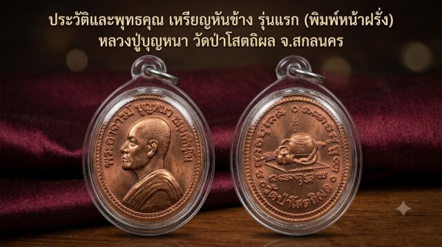 ประวัติและพุทธคุณ เหรียญหันข้าง รุ่นแรก (พิมพ์หน้าฝรั่ง) หลวงปู่บุญหนา วัดป่าโสตถิผล จ.สกลนคร