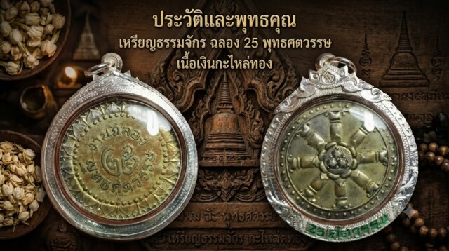 ประวัติและพุทธคุณ เหรียญธรรมจักร ฉลอง 25 พุทธศตวรรษ เนื้อเงินกะไหล่ทอง