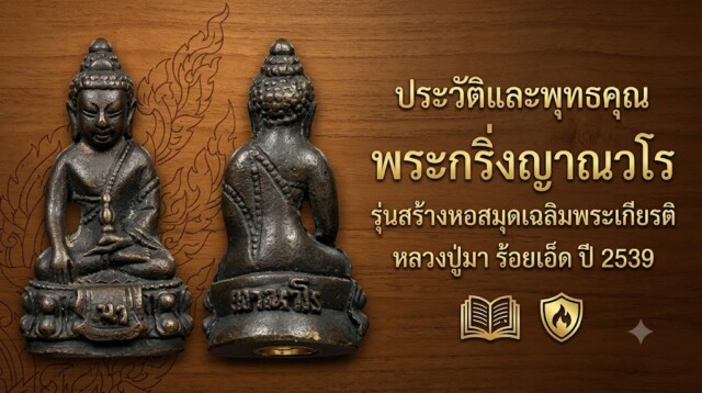 ประวัติและพุทธคุณ พระกริ่งญาณวโร รุ่นสร้างหอสมุดเฉลิมพระเกียรติ หลวงปู่มา ร้อยเอ็ด ปี 2539