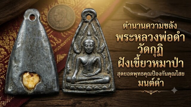 ตำนานความขลัง พระหลวงพ่อดำ วัดกุฏิ ฝังเขี้ยวหมาป่า สุดยอดพุทธคุณป้องกันคุณไสย มนต์ดำ