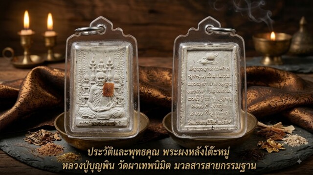 ประวัติและพุทธคุณ พระผงหลังโต๊ะหมู่ หลวงปู่บุญพิน วัดผาเทพนิมิต มวลสารสายกรรมฐาน