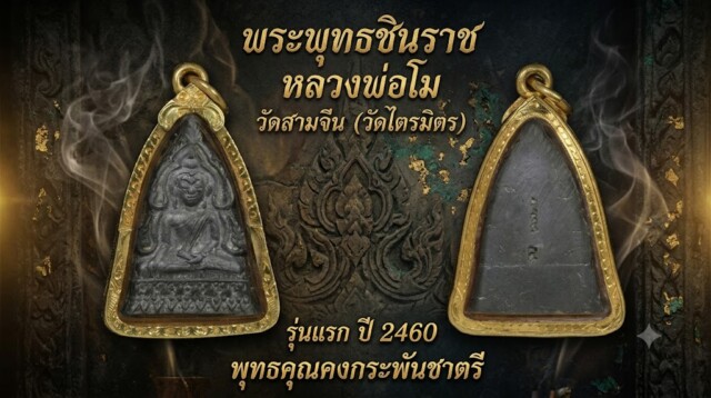 พระพุทธชินราช หลวงพ่อโม วัดสามจีน (วัดไตรมิตร) รุ่นแรก ปี 2460 พุทธคุณคงกระพันชาตรี