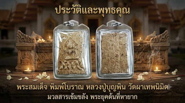 ประวัติและพุทธคุณ พระสมเด็จ พิมพ์โบราณ หลวงปู่บุญพิน วัดผาเทพนิมิต มวลสารเข้มขลัง พระยุคต้นที่หายาก