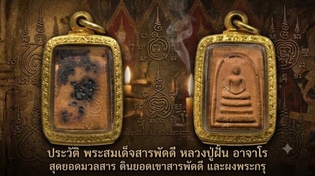 ประวัติ พระสมเด็จสารพัดดี หลวงปู่ฝั้น อาจาโร สุดยอดมวลสาร ดินยอดเขาสารพัดดี และผงพระกรุ
