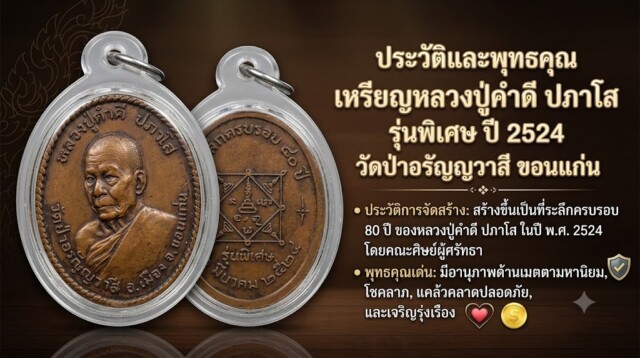 ประวัติและพุทธคุณ เหรียญหลวงปู่คำดี ปภาโส รุ่นพิเศษ ปี 2524 วัดป่าอรัญญวาสี ขอนแก่น