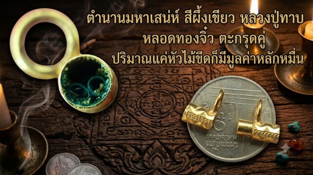 ตำนานมหาเสน่ห์ สีผึ้งเขียว หลวงปู่ทาบ หลอดทองจิ๋ว ตะกรุดคู่ ปริมาณแค่หัวไม้ขีดก็มีมูลค่าหลักหมื่น